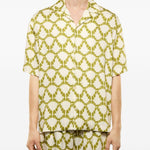 Camicia a fantasia in beige e verde Laneus - uomo 