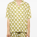 Camicia a fantasia in beige e verde Laneus - uomo 