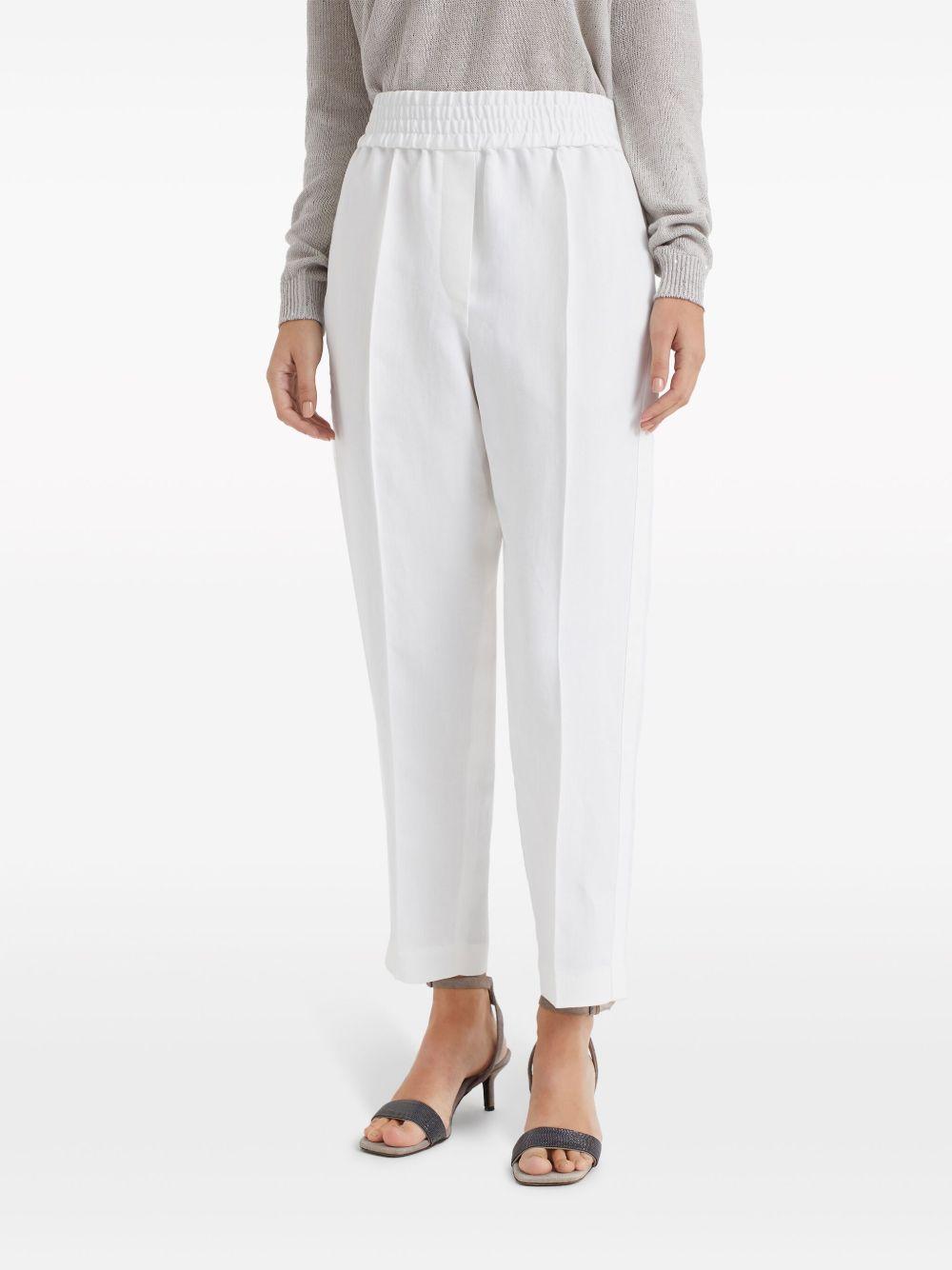Pantaloni crop con dettaglio a righe in bianco Brunello cucinelli - donna 
