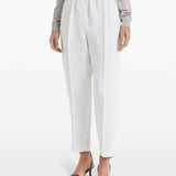 Pantaloni crop con dettaglio a righe in bianco Brunello cucinelli - donna 