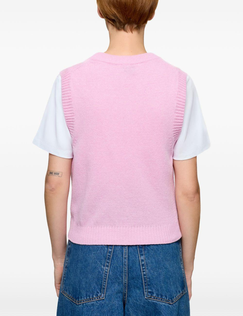 Gilet in maglia con grafica in rosa Ganni - donna 