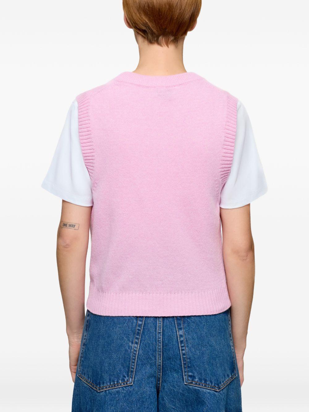 Gilet in maglia con grafica in rosa Ganni - donna 