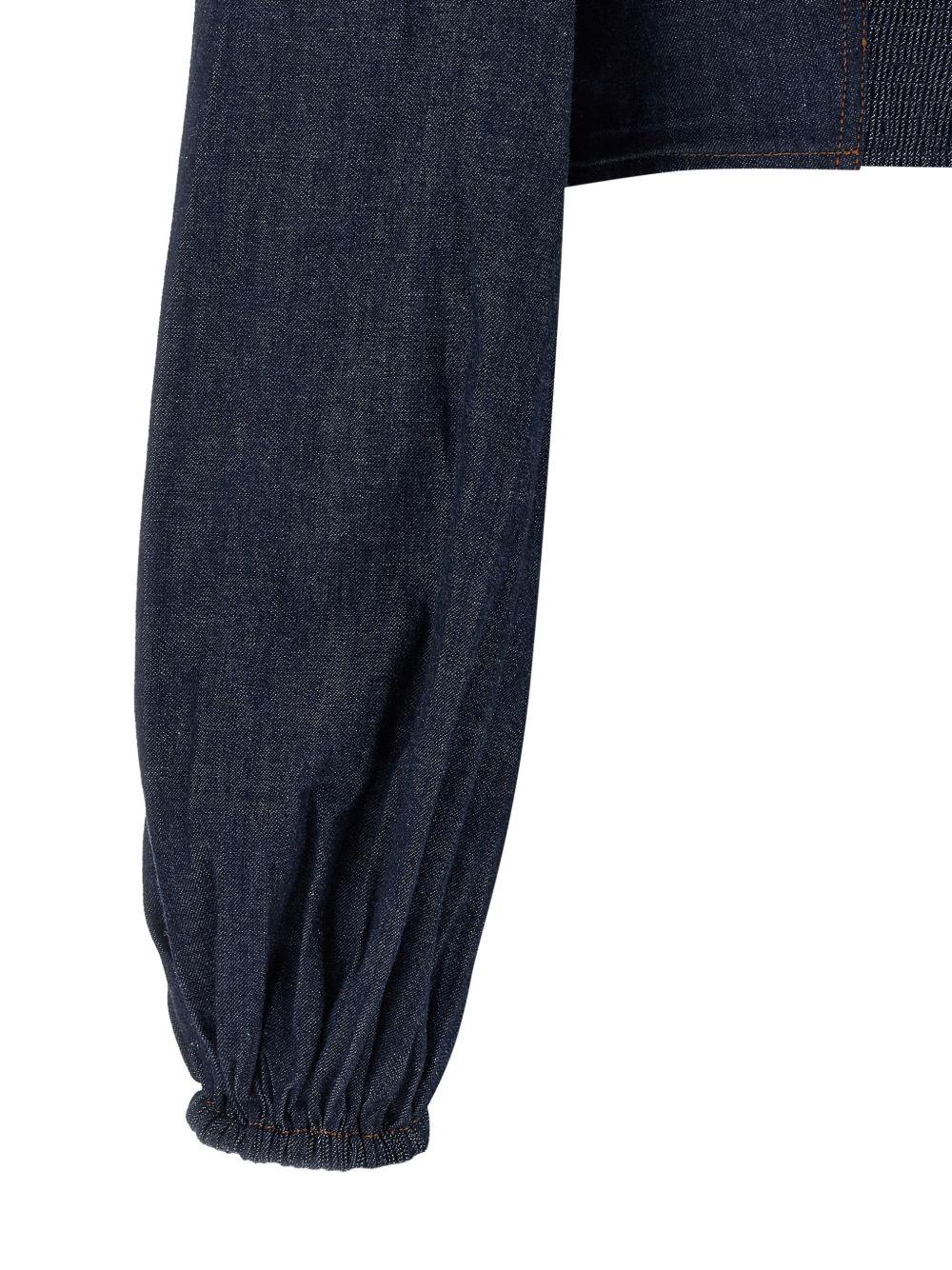 Top con volant Aster in blu 