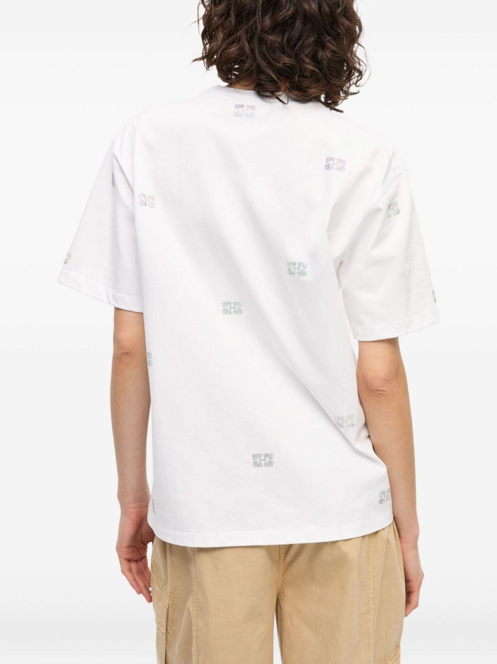 T-shirt con decorazioni di strass in bianco Ganni - donna 