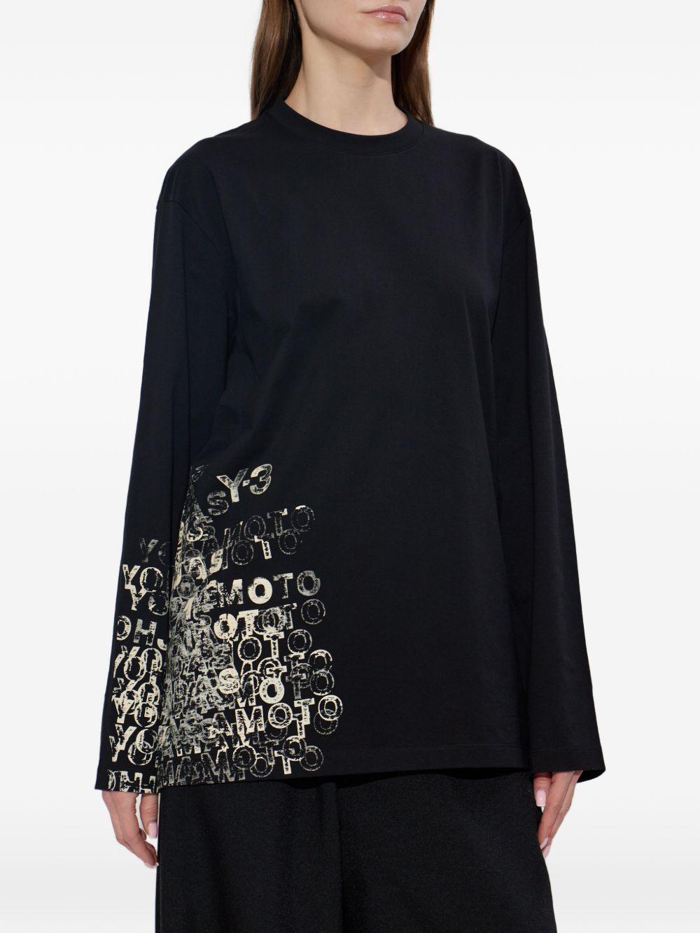 T-shirt a maniche lunghe con logo in nero Y-3 - uomo 