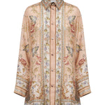 Camicia Roselight in seta floreale rosa 