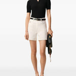 Pantaloncini in jeans di cotone in avorio Ami paris - donna 