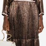 Gonna plissettata effetto metallizzato in marrone Forte forte - donna 