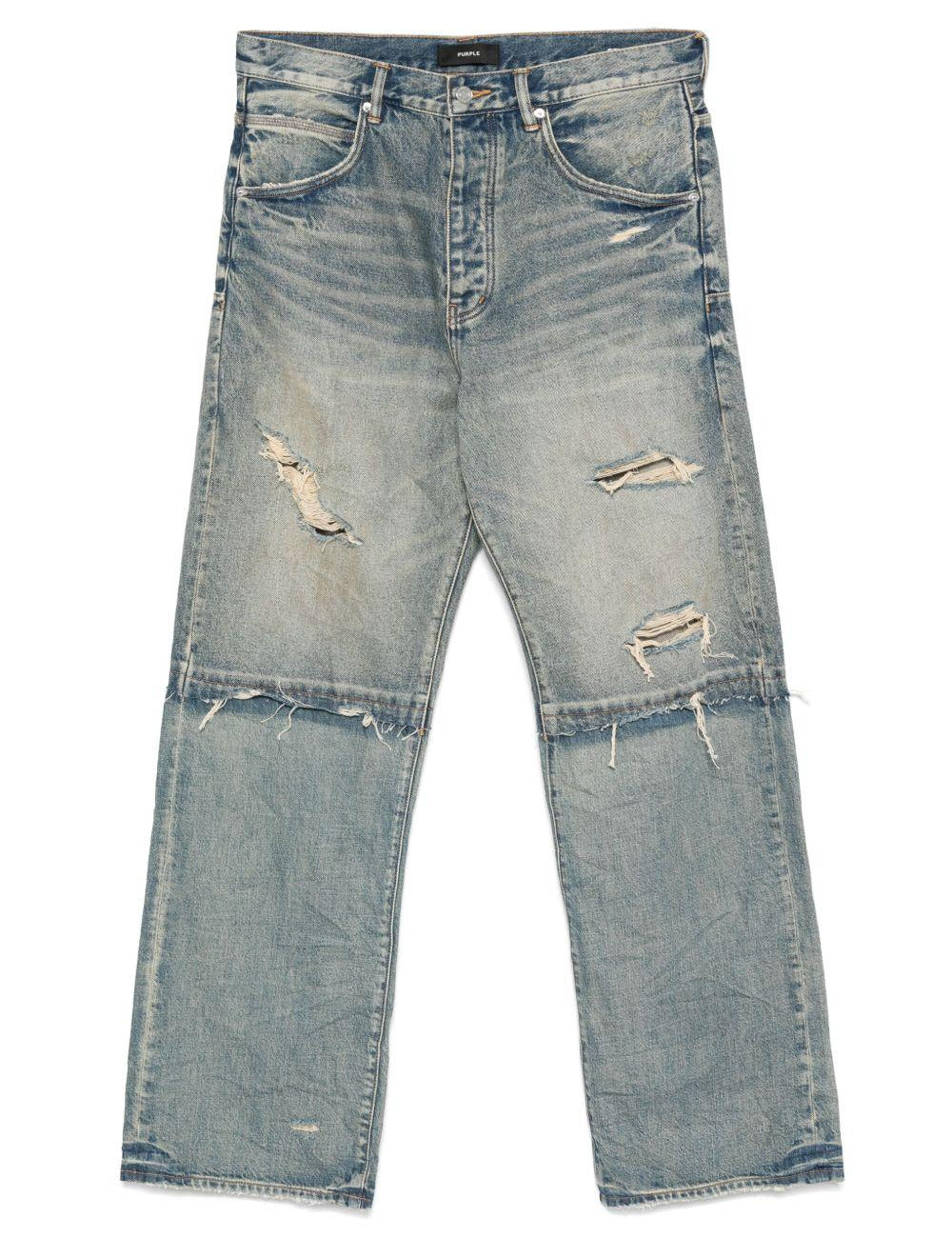 Jeans a gamba ampia con effetto vissuto in blu Purple - uomo 