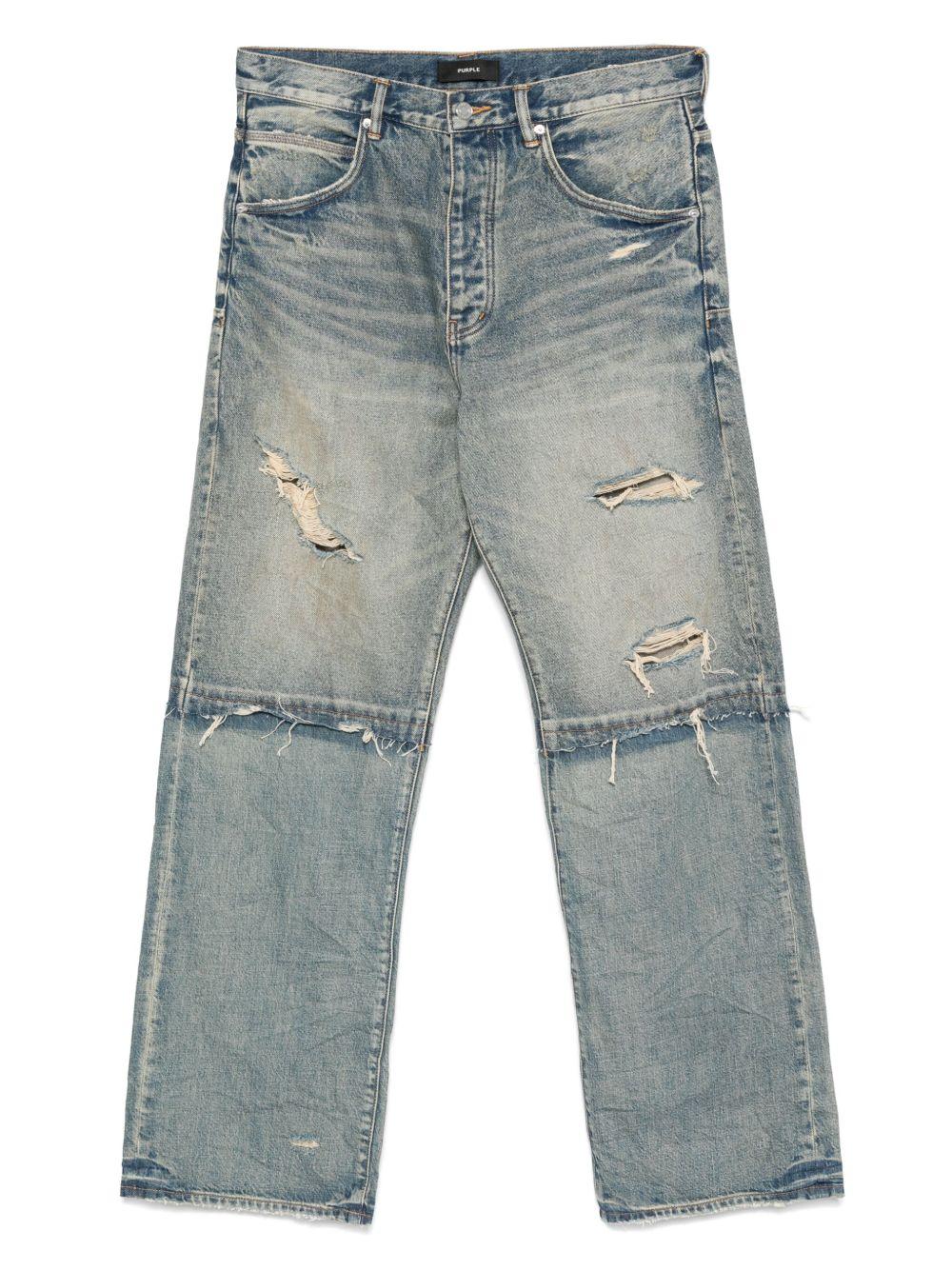 Jeans a gamba ampia con effetto vissuto in blu Purple - uomo 
