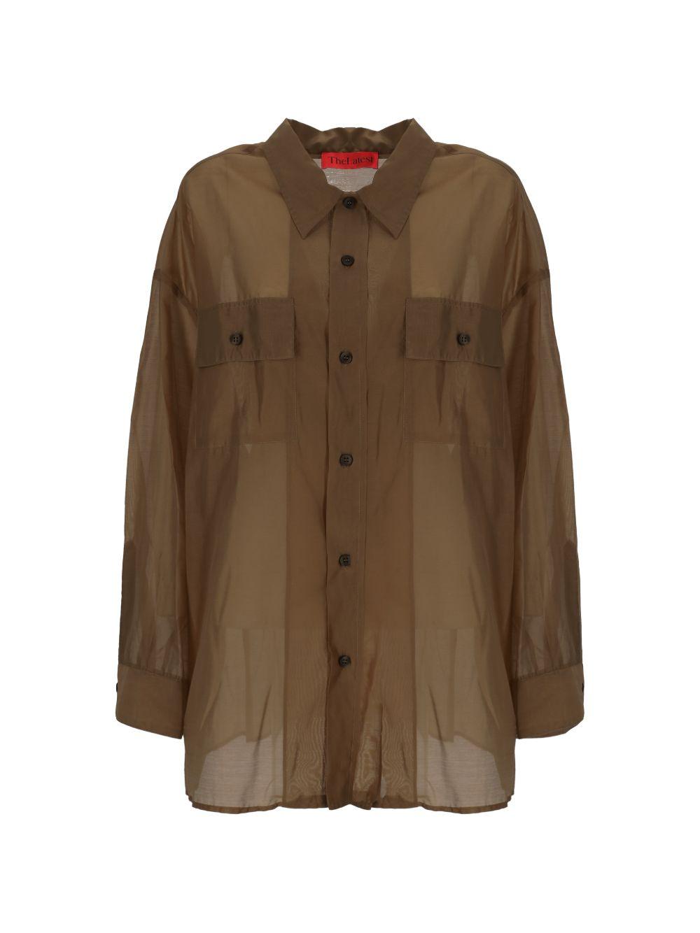 Camicia con bottoni semi-trasparente in marrone The latest - donna<BR/><BR/><BR/> 