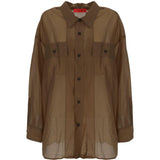 Camicia con bottoni semi-trasparente in marrone The latest - donna<BR/><BR/><BR/> 