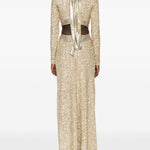 Abito lungo con paillettes in oro Rabanne - donna 