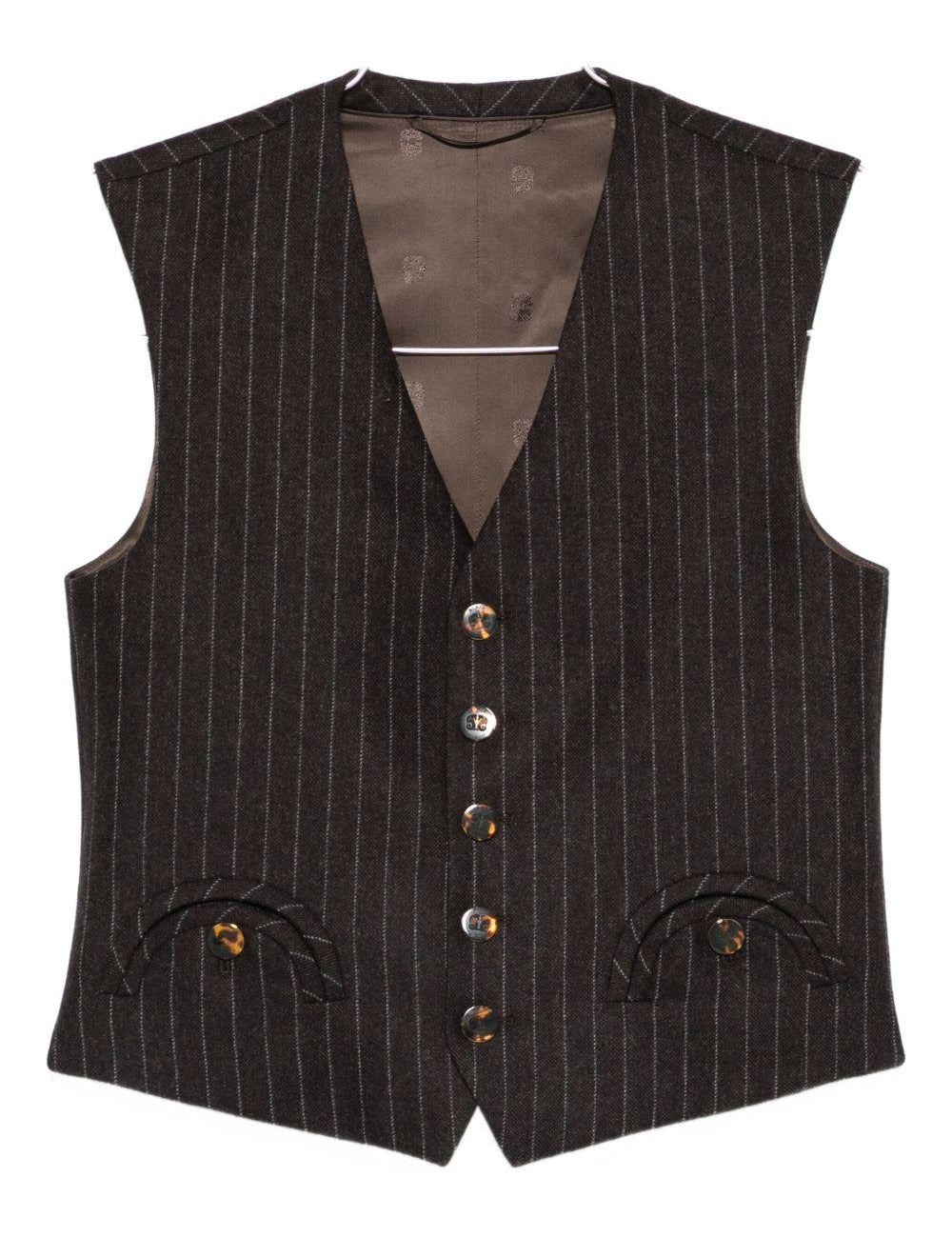 Gilet gessato con bottoni in marrone Blazé milano - donna 