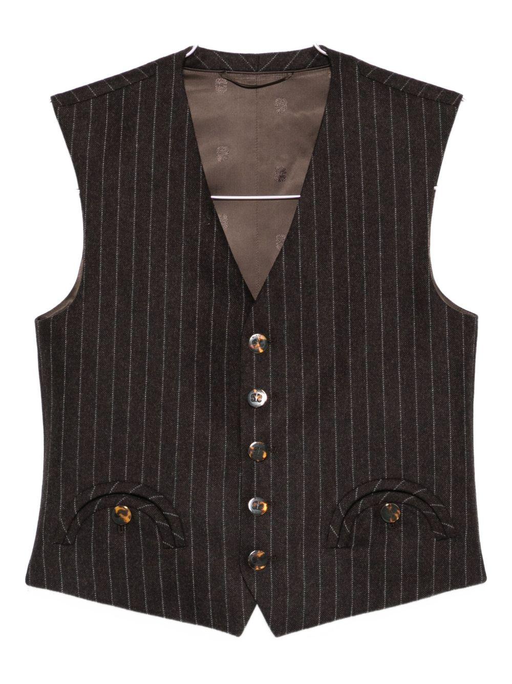 Gilet gessato con bottoni in marrone Blazé milano - donna 