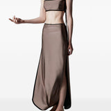 Gonna con finitura satinata sheat in marrone Temily - donna 