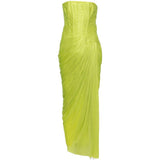 Abito midi senza spalline ruby in verde Maria lucia hohan - donna 