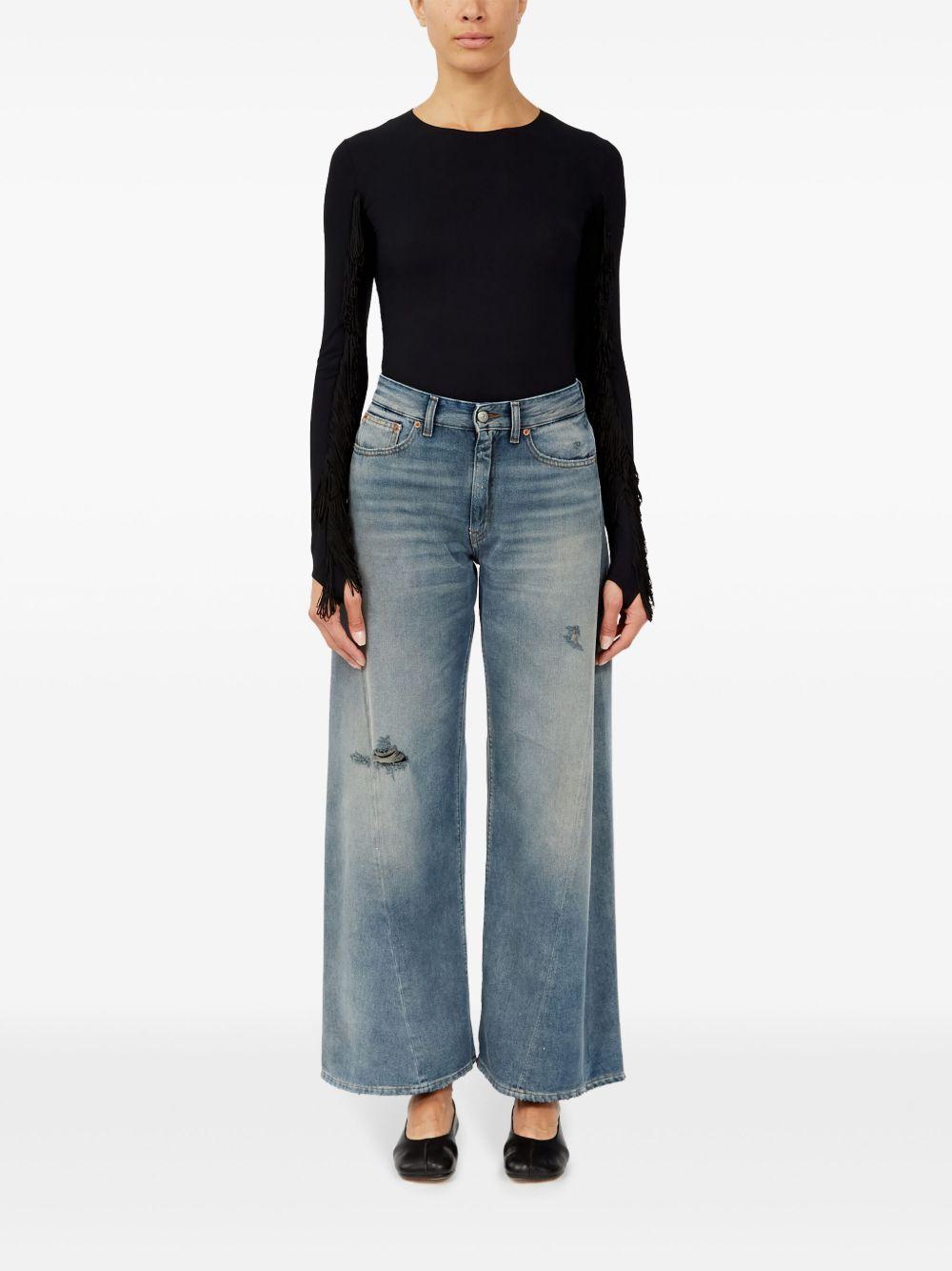 Jeans a gamba ampia con effetto vissuto in blu Mm6 maison margiela - donna 