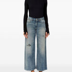 Jeans a gamba ampia con effetto vissuto in blu Mm6 maison margiela - donna 