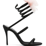 Sandali con applicazioni a fiore in nero - donna 