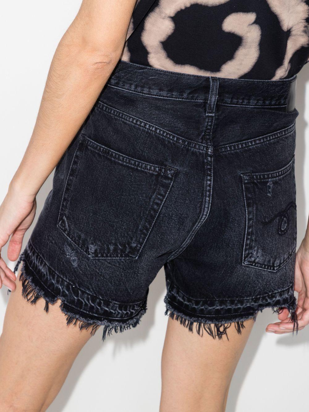 Shorts con orlo sfilacciato in nero R13 - donna 