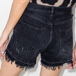 Shorts con orlo sfilacciato in nero R13 - donna 