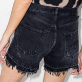Shorts con orlo sfilacciato in nero R13 - donna 