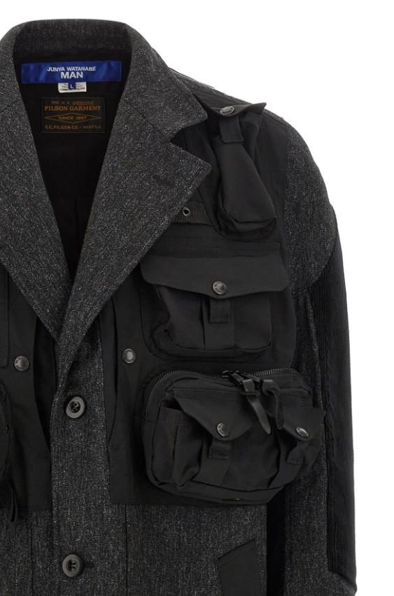 Cappotto patchwork Filson in nero  Junya Watanabe - uomo 