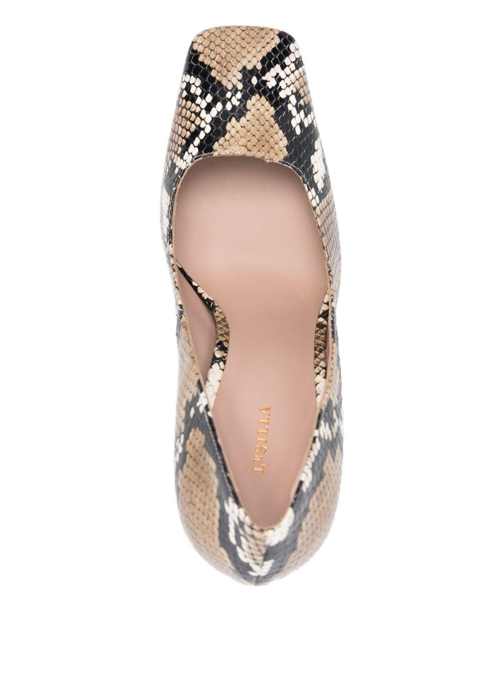 Decollete con tacco a punta quadrata in stampa animalier Le silla - donna 