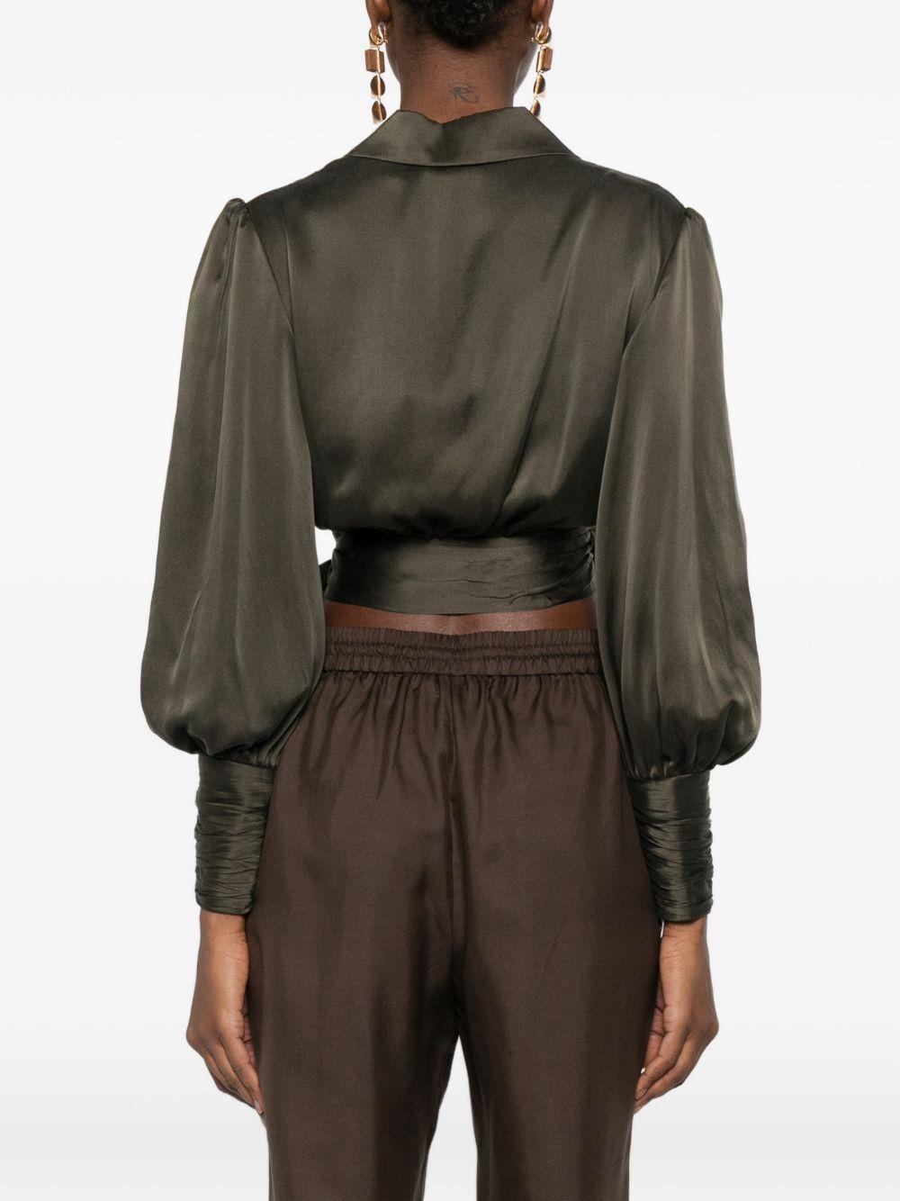 Blusa a portafoglio in verde oliva Zimmermann - donna 