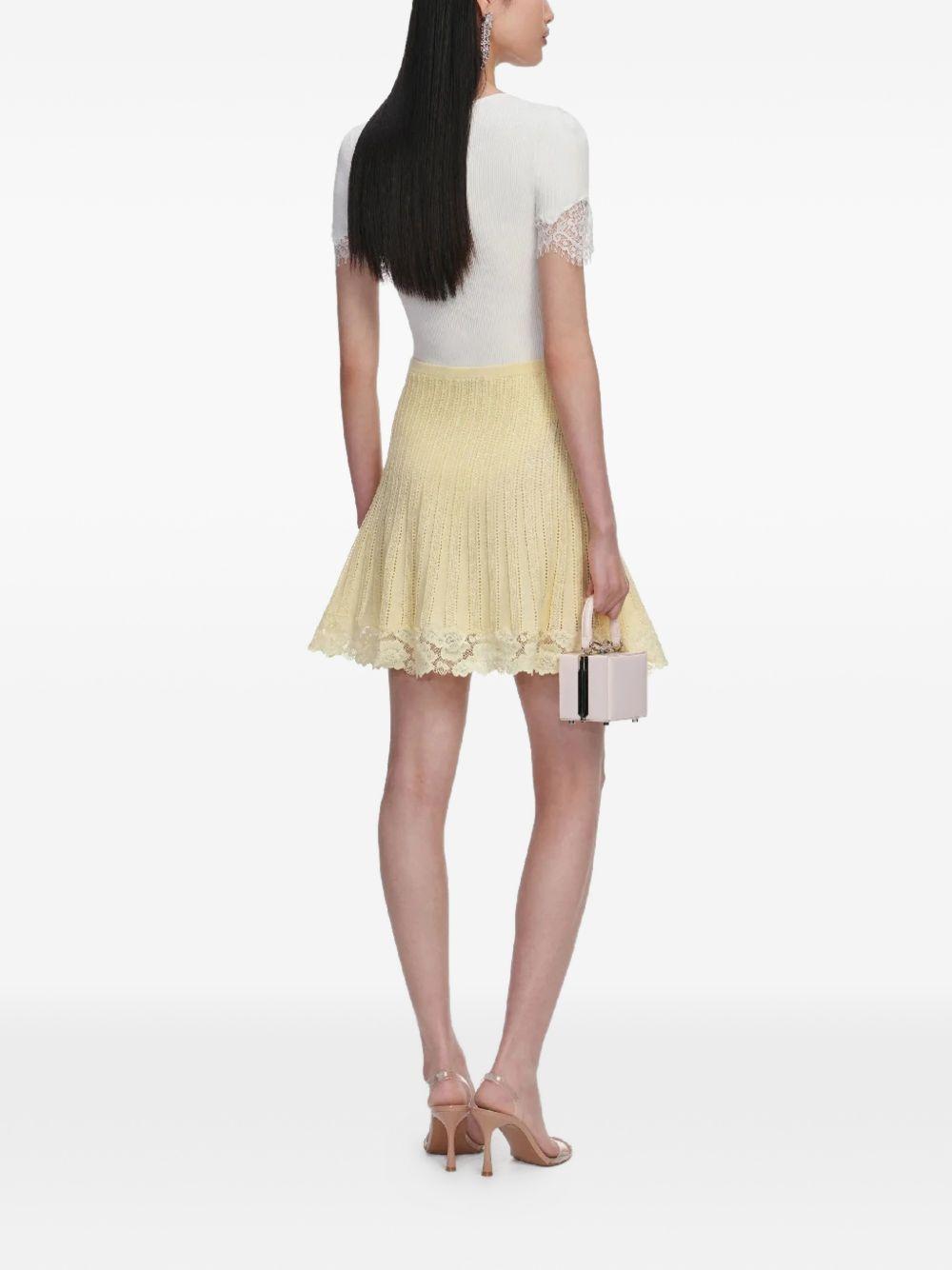 Minigonna con finiture in pizzo in giallo Self-portrait - donna 