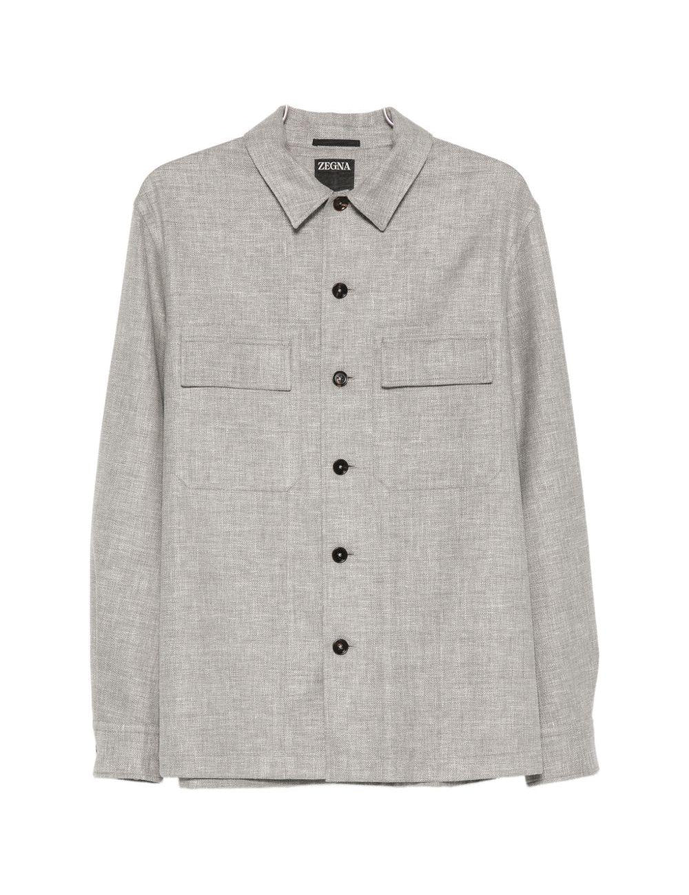 Camicia con bottoni e tasca con patta in grigio Zegna - uomo 
