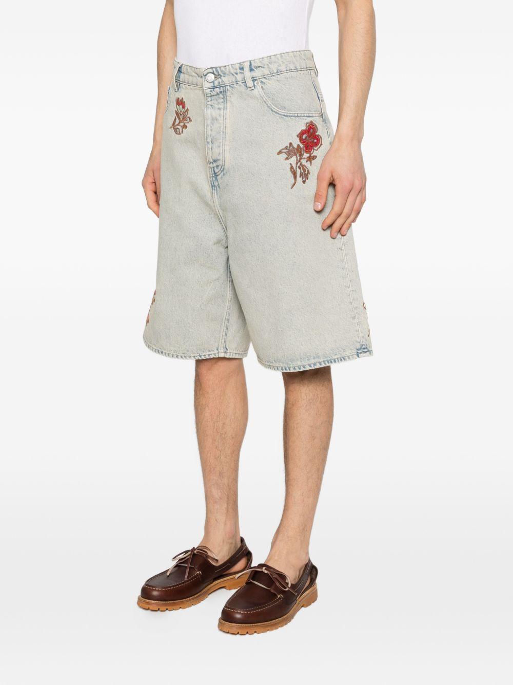 Bermuda con ricamo floreale in blu Drole de monsieur - uomo 