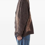 Cardigan con effetto vissuto e design a pannelli in marrone Khoki - uomo 