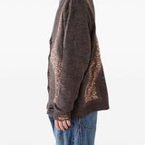 Cardigan con effetto vissuto e design a pannelli in marrone Khoki - uomo 