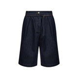 Shorts in denim blu scuro con pince 