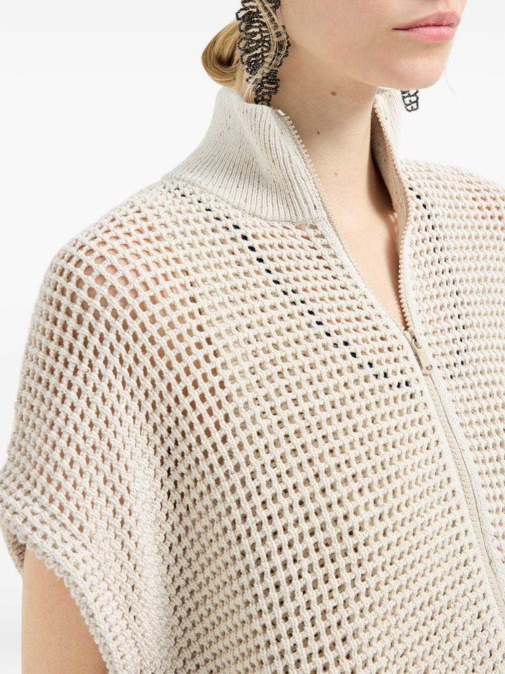 Cardigan con zip in bianco Brunello cucinelli - donna 