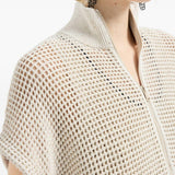 Cardigan con zip in bianco Brunello cucinelli - donna 