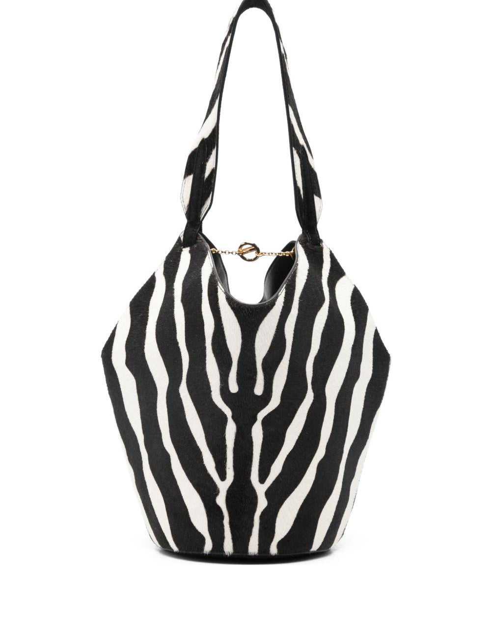 Borsa a mano Lotus con stampa zebrata in nero e bianco Khaite - donna 