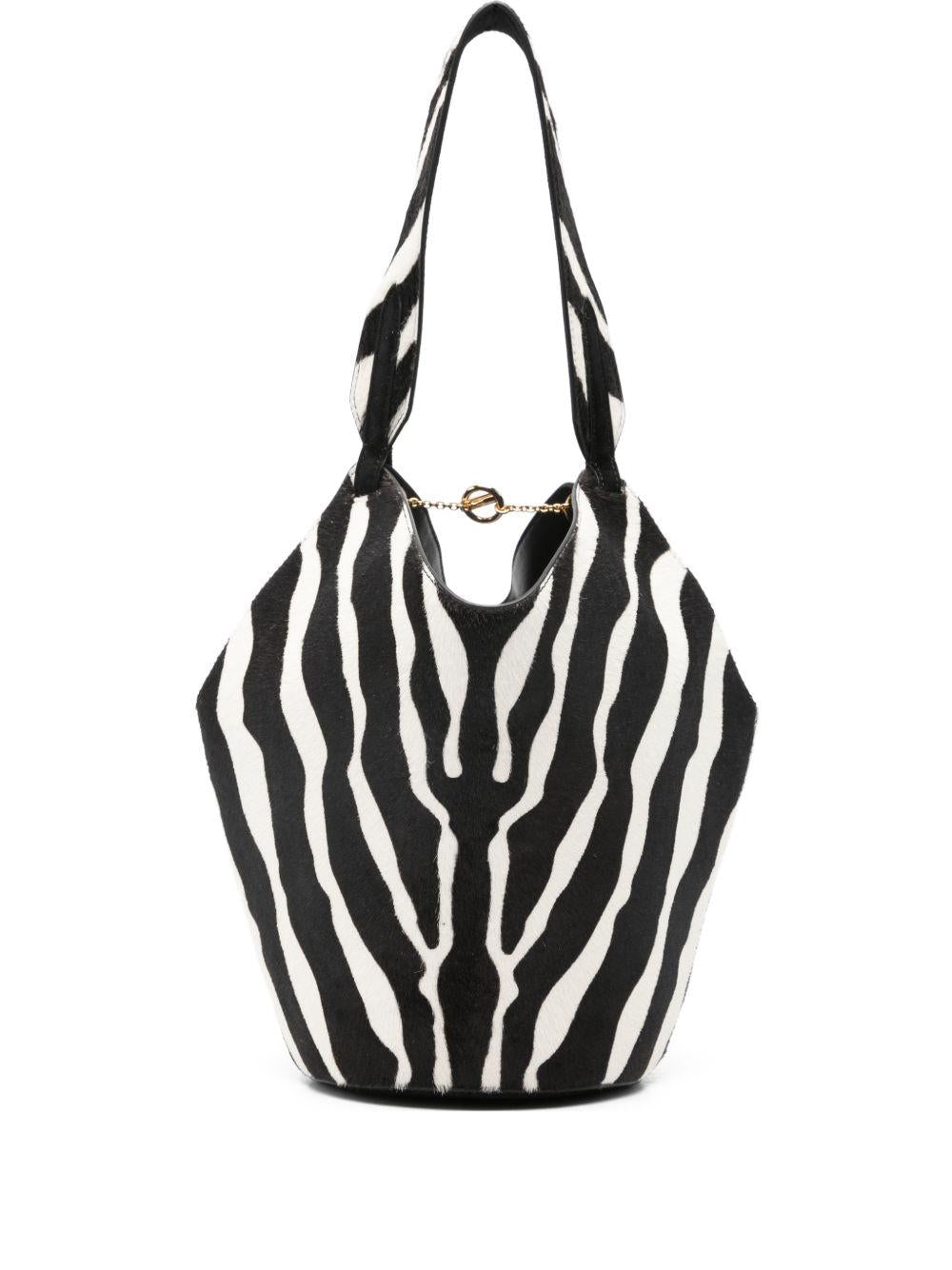 Borsa a mano Lotus con stampa zebrata in nero e bianco Khaite - donna 
