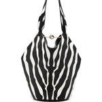 Borsa a mano Lotus con stampa zebrata in nero e bianco Khaite - donna 