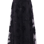 Gonna midi con ricami floreali in nero Elie saab - donna 