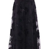 Gonna midi con ricami floreali in nero Elie saab - donna 