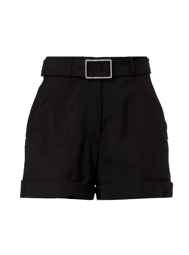 Shorts Ghiera in lana vergine con cintura in nero Maxmara sportmax - donna 