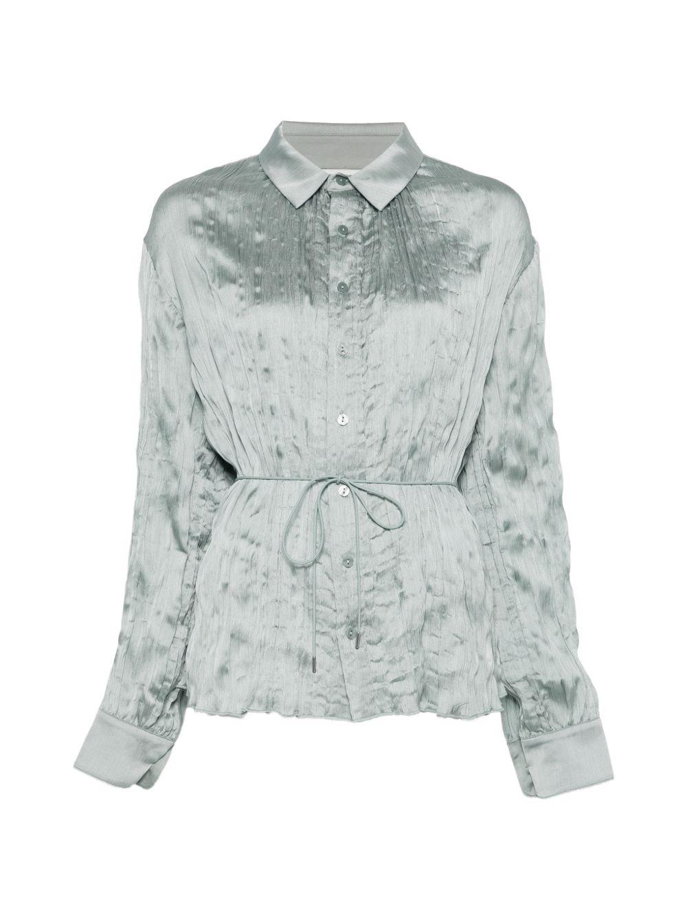 CAMICIA EFFETTO STROPICCIATO IN AZZURRO STAUD - DONNA 