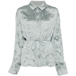 CAMICIA EFFETTO STROPICCIATO IN AZZURRO STAUD - DONNA 