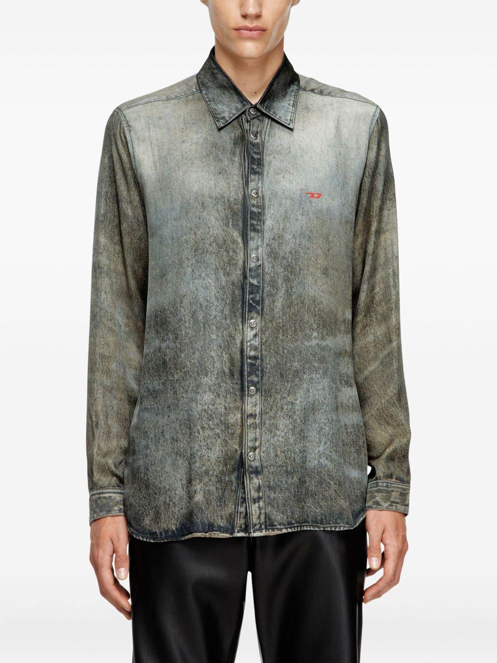 Camicia con lavaggio acido in nero Diesel - uomo 