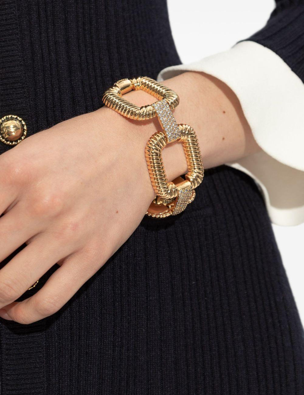 Bracciale a catena con cristalli color oro 