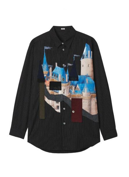 Camicia con stampa grafica in nero Khoki - uomo 