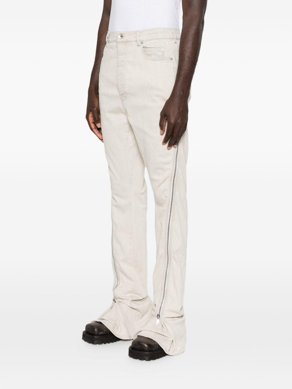 Jeans con zip laterale in avorio Rick owens drkshdw - uomo 